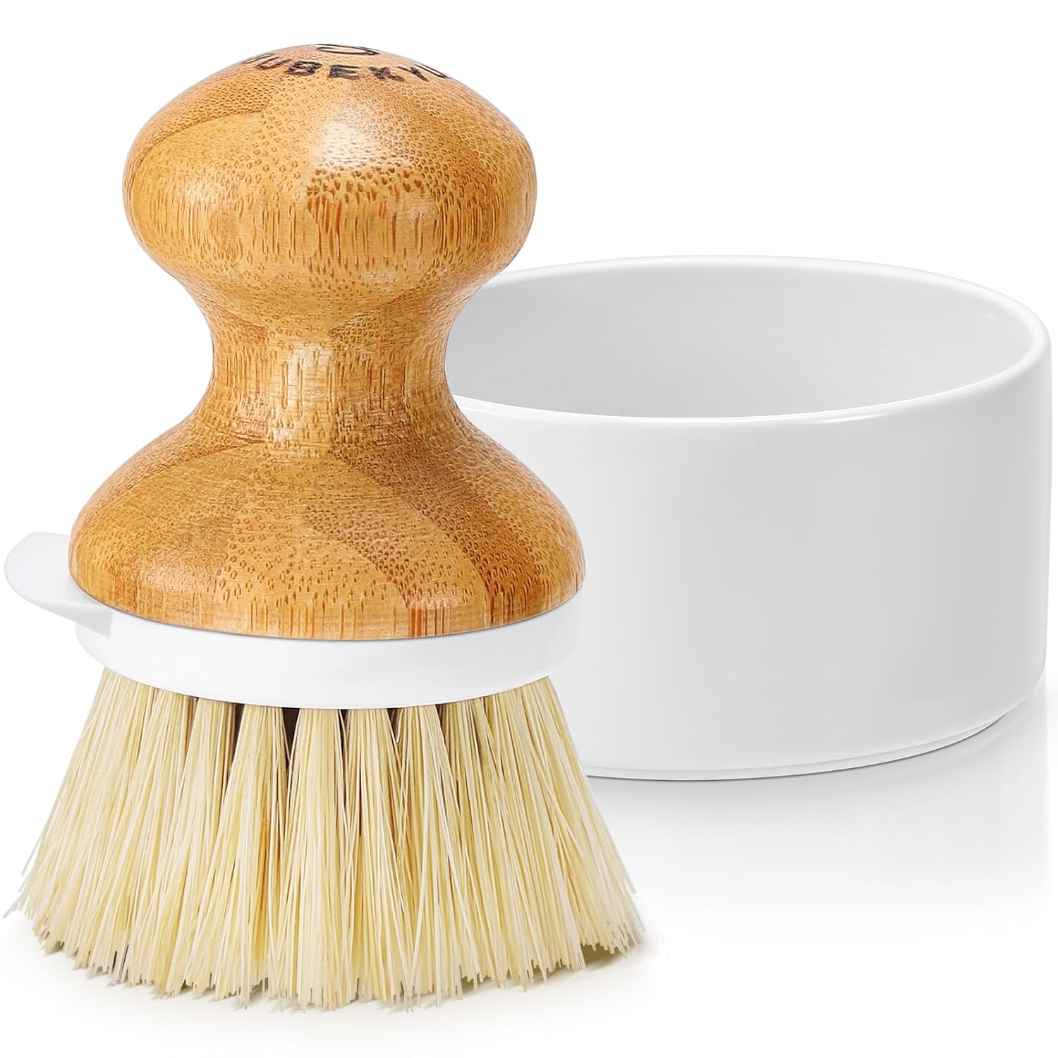 SUBEKYU SUBEKYU Bamboo Dish Brush with Soap Dispenser Natural Wooden Kitchen Scrubber for Dishes Pans Pots Built-in Scraper and Sisal Bristles