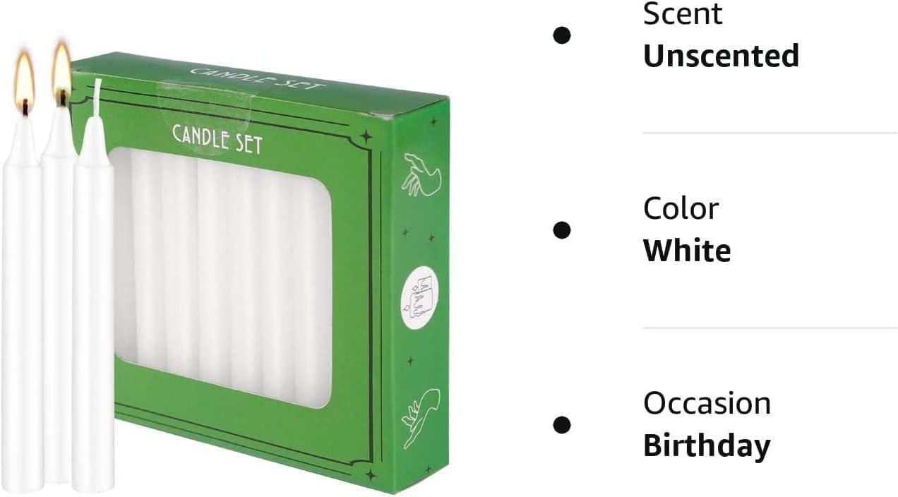 pliadvbu Bulk White Taper Candles 20 Pack Unscented Dripless 4 Inch Ideal for Christmas Home Weddings 1.5 Hour Burn Time - View 7 of 9