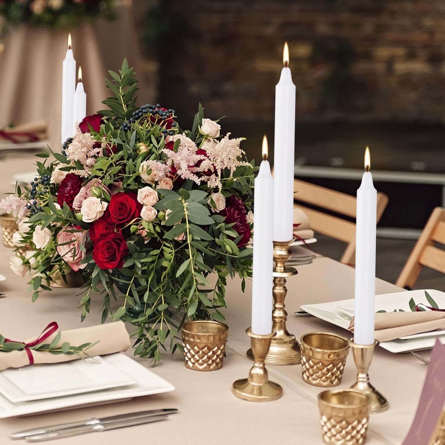 pliadvbu Bulk White Taper Candles 20 Pack Unscented Dripless 4 Inch Ideal for Christmas Home Weddings 1.5 Hour Burn Time - View 8 of 9