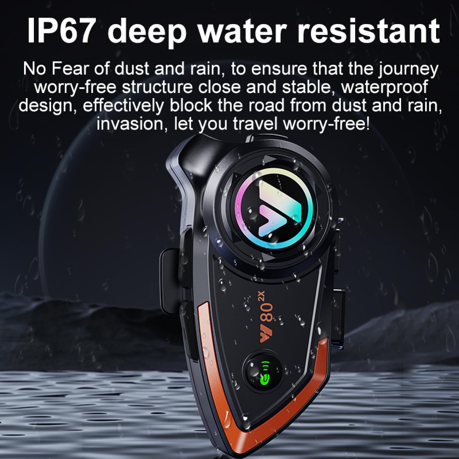 Khptop Khptop Bluetooth Motorcycle Helmet Headset 500m Intercom for 2 Riders with CVC Noise Cancellation for Riding Snowmobiling Cycling Sports - View 5 of 7