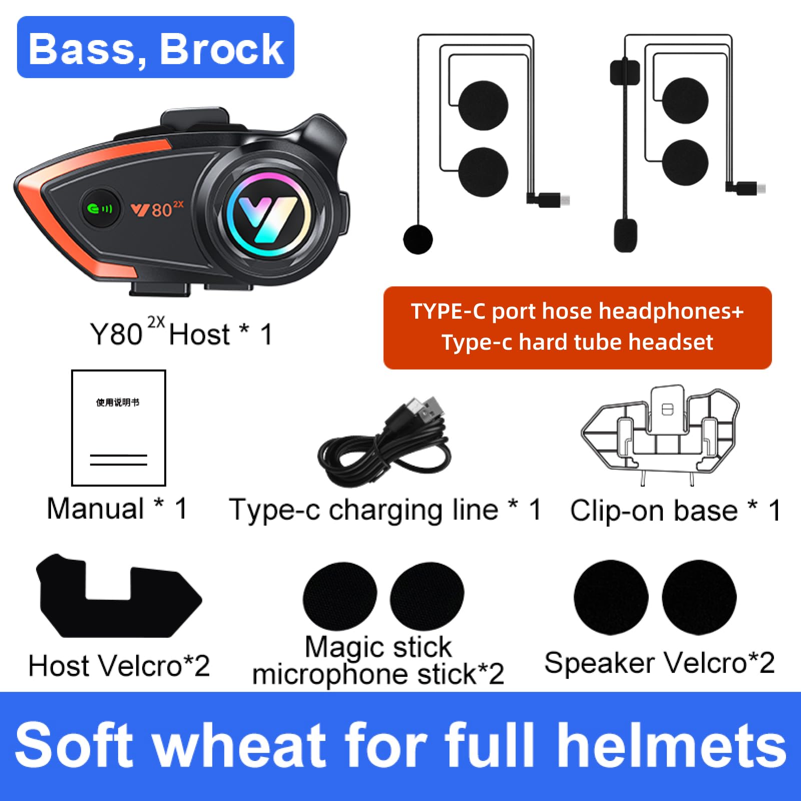 Khptop Khptop Bluetooth Motorcycle Helmet Headset 500m Intercom for 2 Riders with CVC Noise Cancellation for Riding Snowmobiling Cycling Sports - View 7 of 7