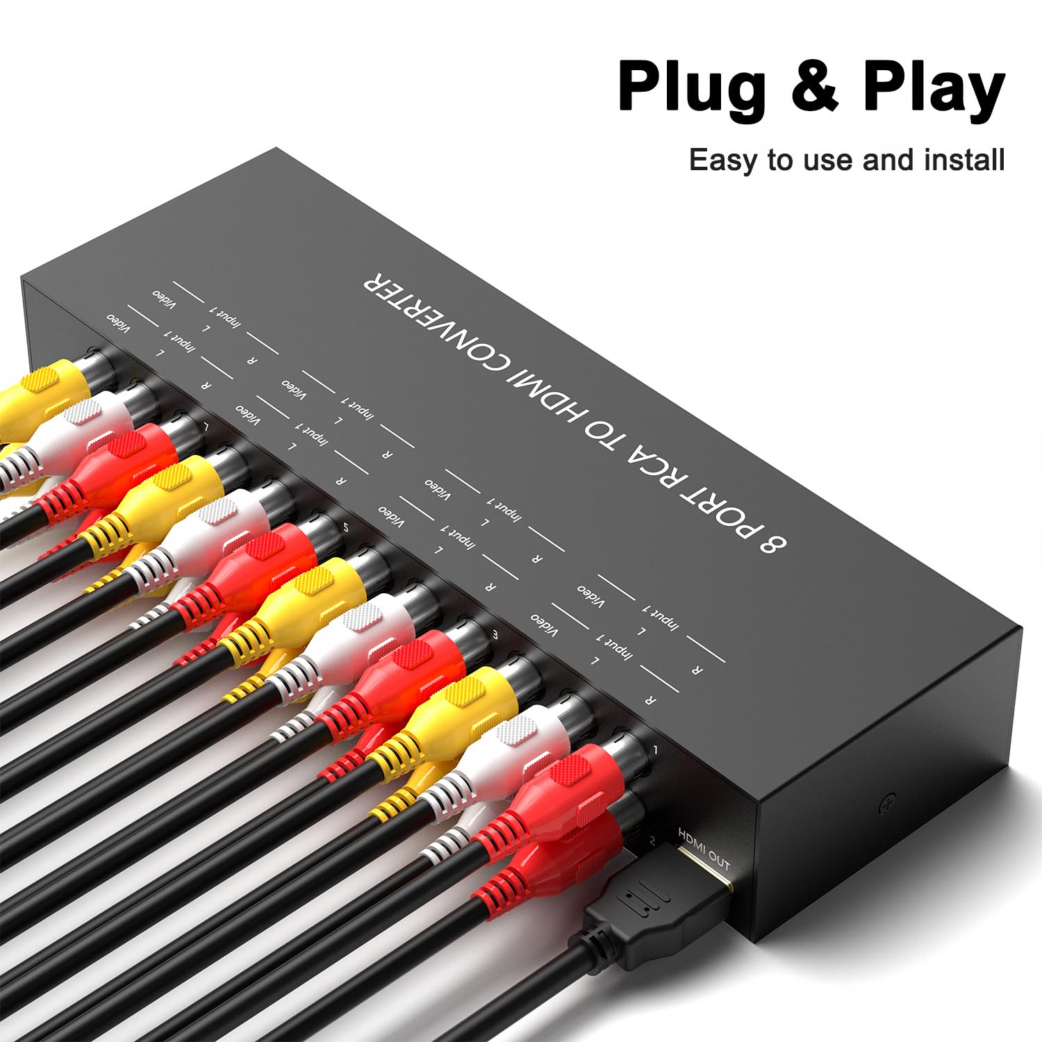 ZUZONG 8 Port RCA to HDMI Converter 1080P 720P AV Switch Adapter for Sega Xbox PS1 PS2 PS3 N64 NGC SNES WII VHS VCR Camera DVD with Remote - View 6 of 9