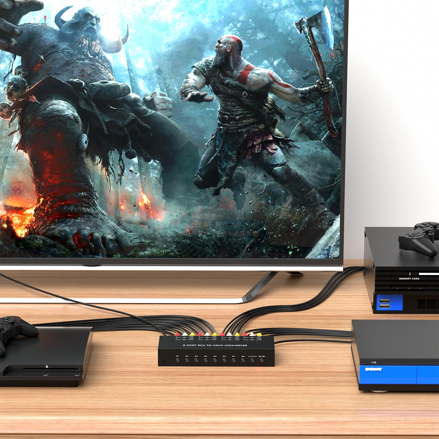 ZUZONG 8 Port RCA to HDMI Converter 1080P 720P AV Switch Adapter for Sega Xbox PS1 PS2 PS3 N64 NGC SNES WII VHS VCR Camera DVD with Remote - View 7 of 9