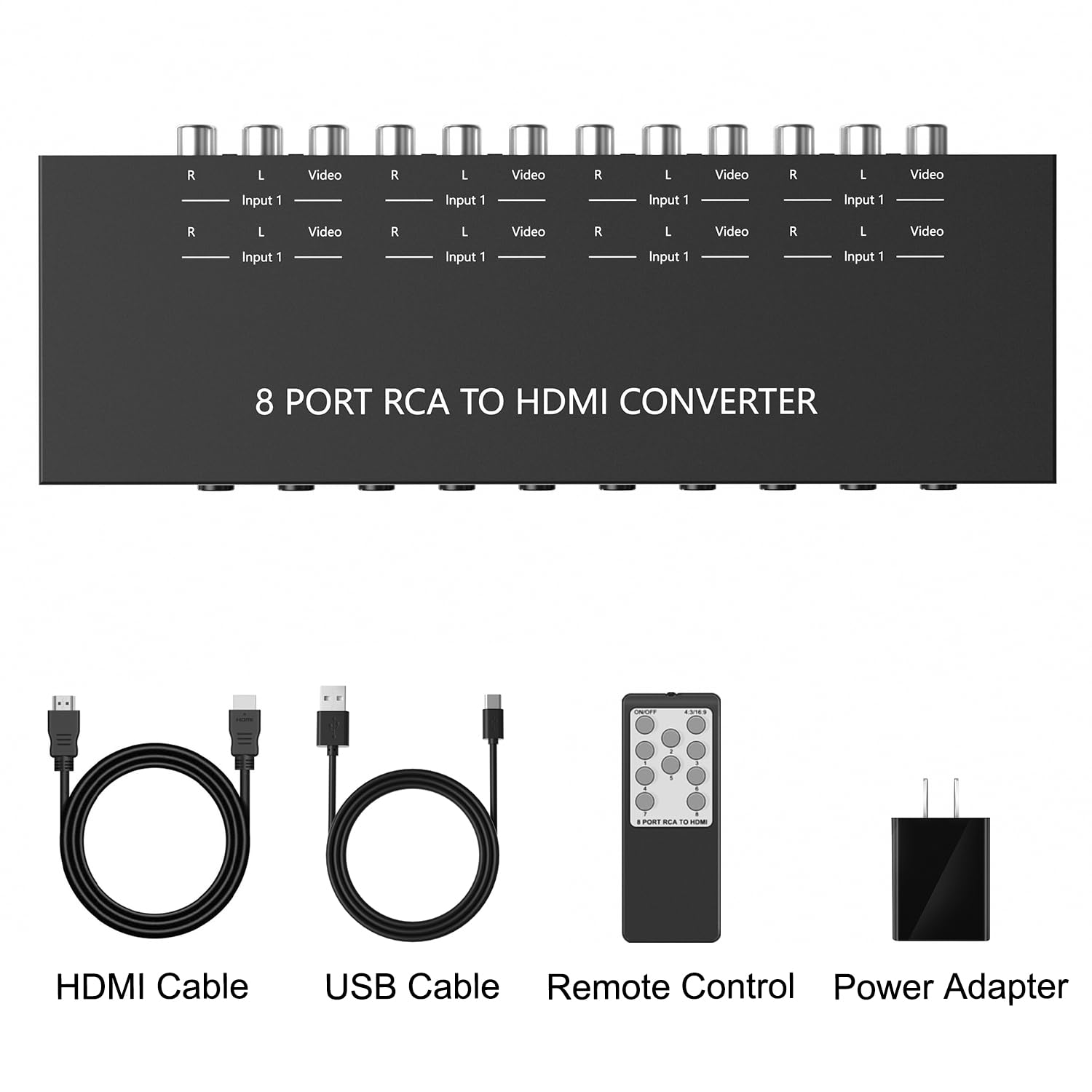 ZUZONG 8 Port RCA to HDMI Converter 1080P 720P AV Switch Adapter for Sega Xbox PS1 PS2 PS3 N64 NGC SNES WII VHS VCR Camera DVD with Remote - View 8 of 9