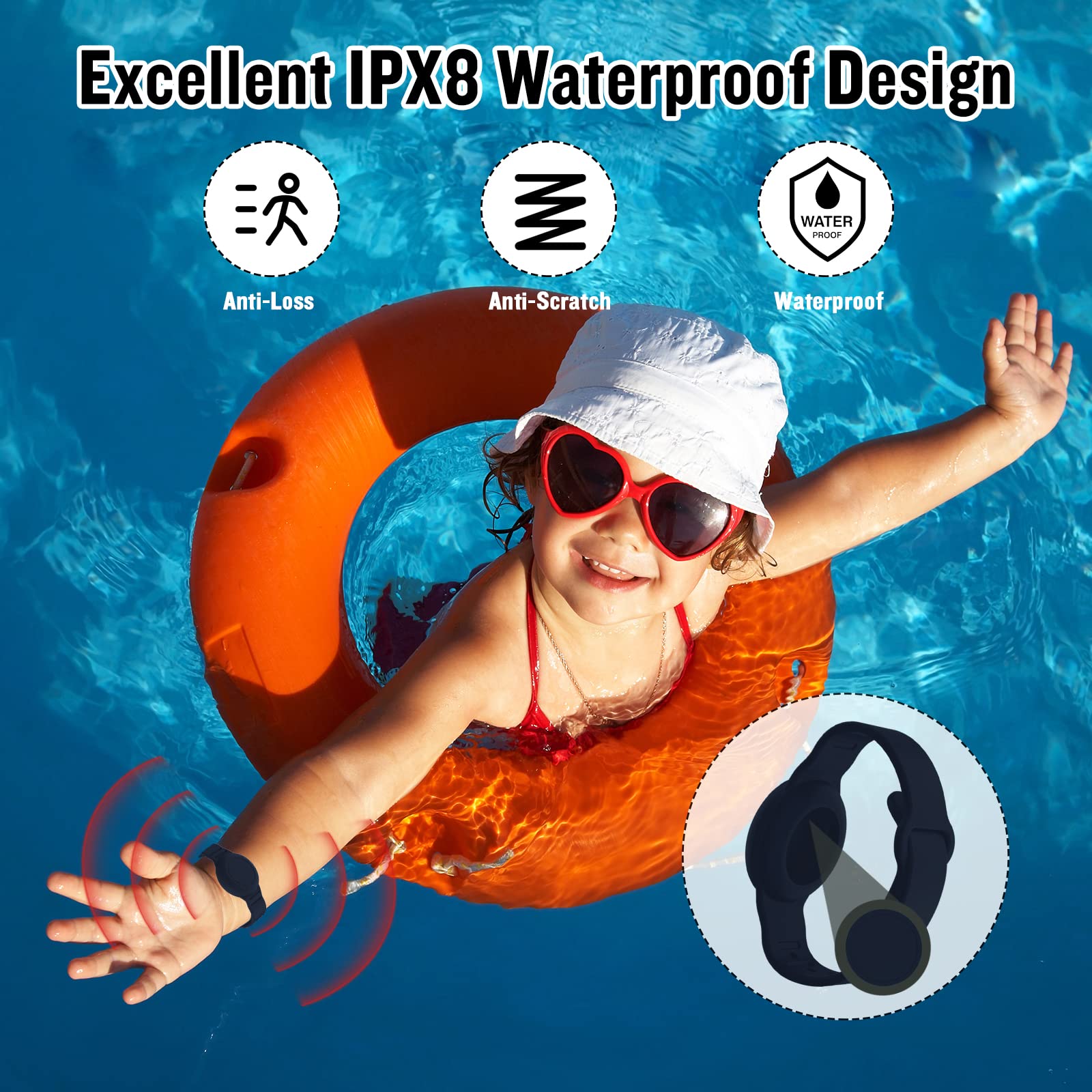 KAHADI KAHADI 2 Pack Waterproof AirTag Bracelet for Kids Hidden Silicone Wristband GPS Tracker Case for Child Anti-Loss Protection Black Navy Blue - View 3 of 6