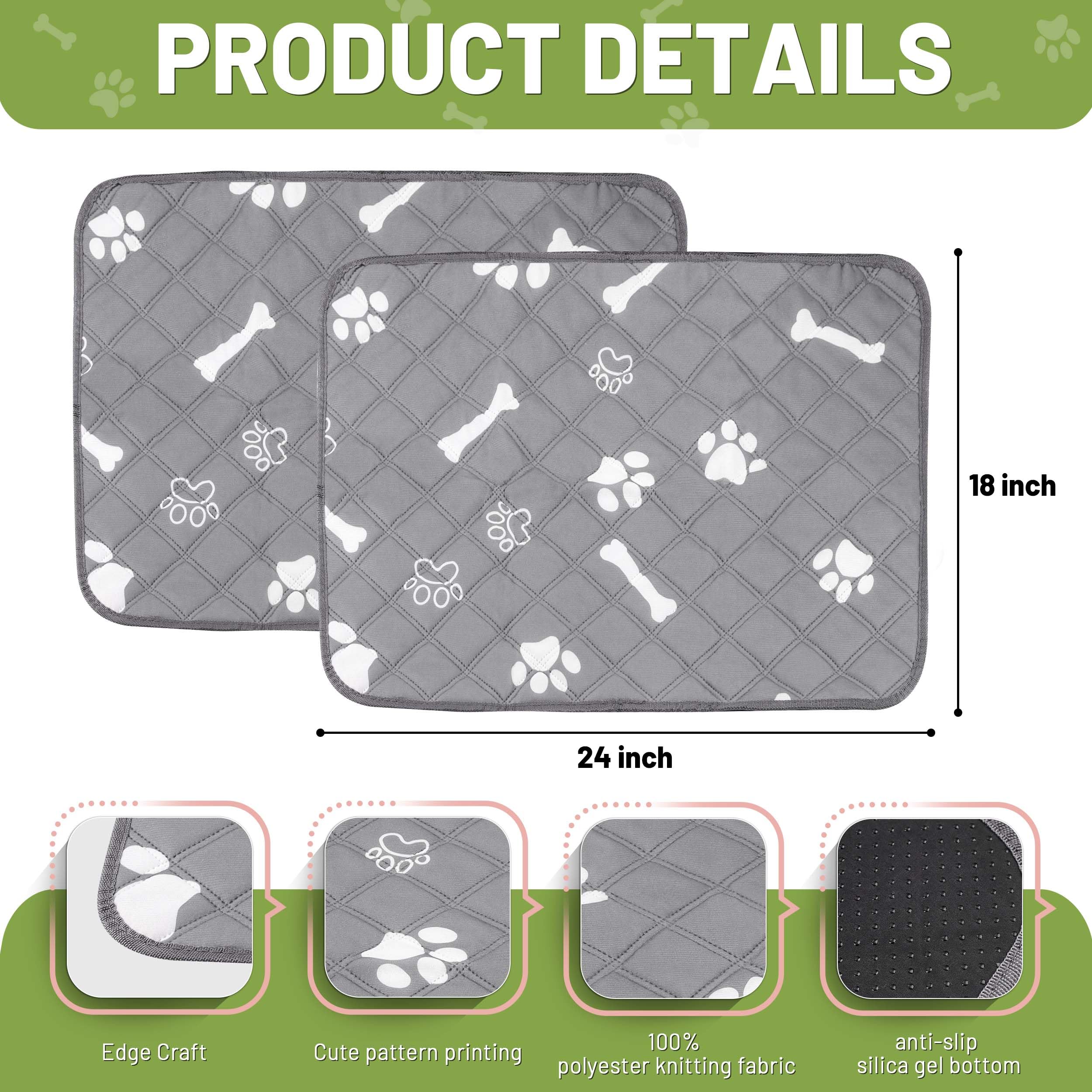 PatiencET PatiencET Washable Pee Pads for Dogs 18x24 Reusable Super Absorbent Puppy Training Pads 2 Pack with Waterproof Bottom - View 5 of 7