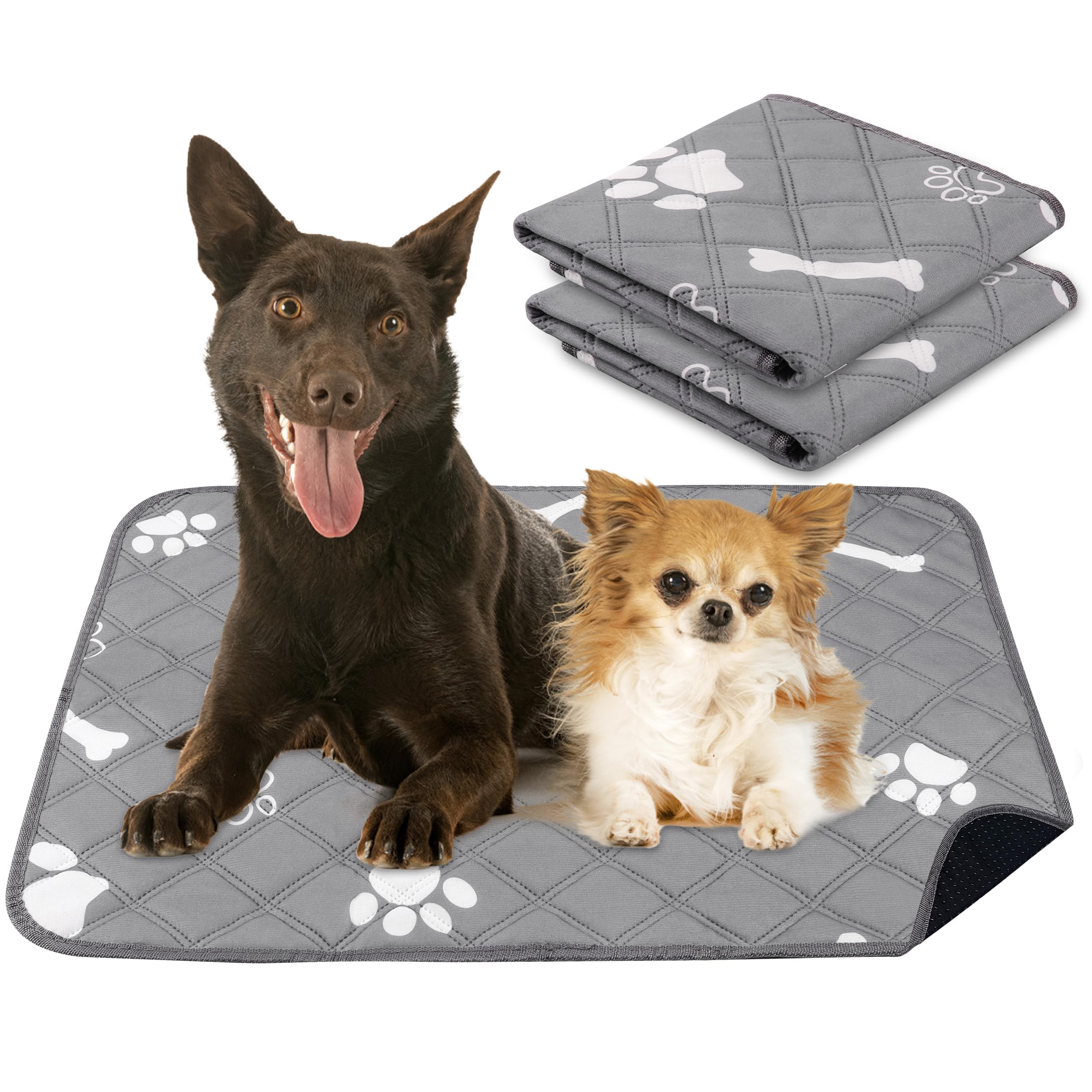 PatiencET PatiencET Washable Pee Pads for Dogs 18x24 Reusable Super Absorbent Puppy Training Pads 2 Pack with Waterproof Bottom
