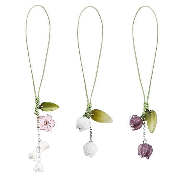 CHAOYUN CHAOYUN 3 Pcs Tulip Flower Phone Pendant - Cute Charms for Keychains, Backpacks & Wallets