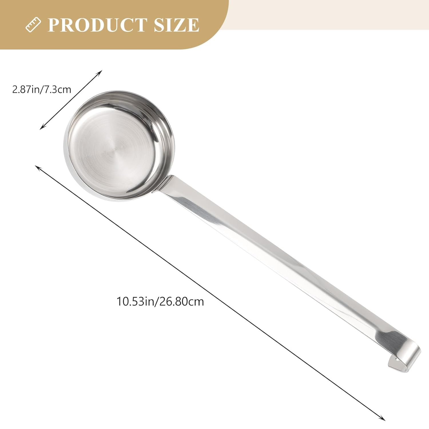 Hemoton HEMOTON Pizza Sauce Spoon Portion Ladle Gravy Soup Portioner Metal Pizza Peel Dough Docker Flat Bottom Serving Spoon Stainless Steel Bucket - View 2 of 9