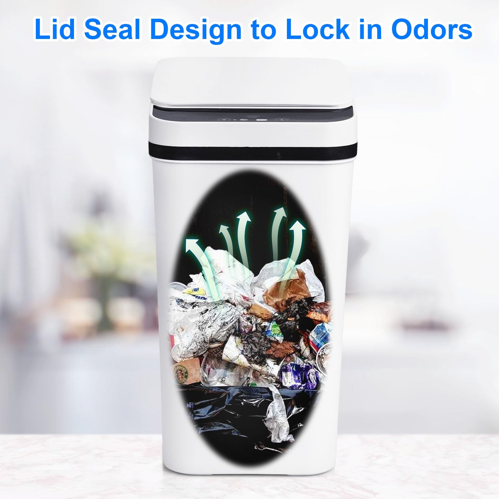 Anborry Anborry Touchless Bathroom Trash Cans 2 Pack 2.2 Gallon Slim Automatic Motion Sensor Garbage Bins for Home Office Kitchen White - View 4 of 9