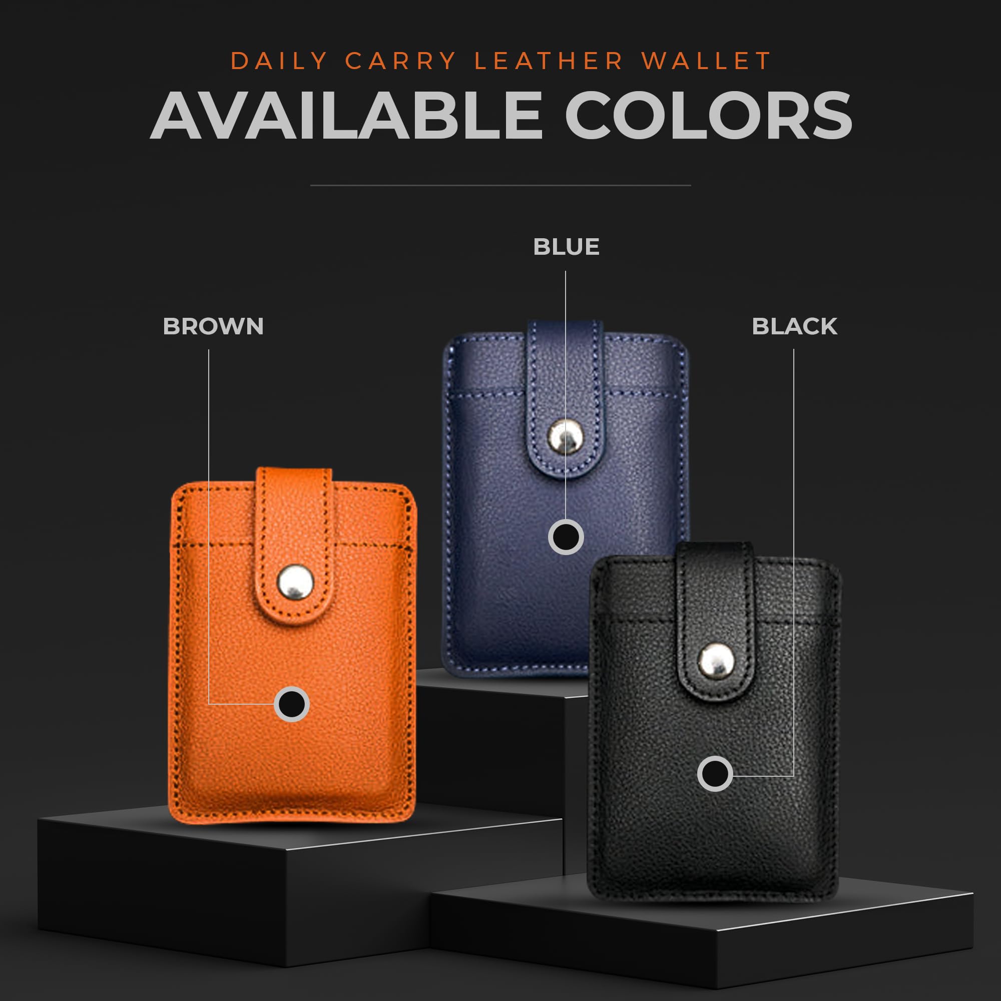 DAILYCARRYCO. DAILYCARRYCO Ultra Thin Leather Wallet Slim RFID Wallet for Men Genuine Leather Card Holder Fits 7 Cards Handmade Minimalist Black - View 2 of 5