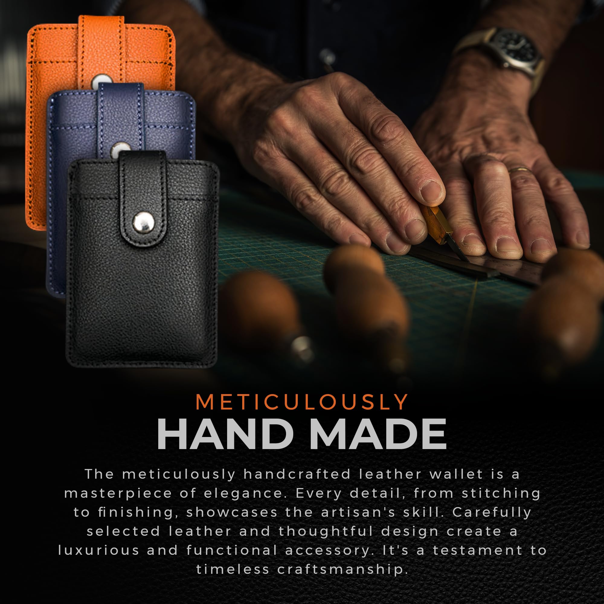 DAILYCARRYCO. DAILYCARRYCO Ultra Thin Leather Wallet Slim RFID Wallet for Men Genuine Leather Card Holder Fits 7 Cards Handmade Minimalist Black - View 3 of 5