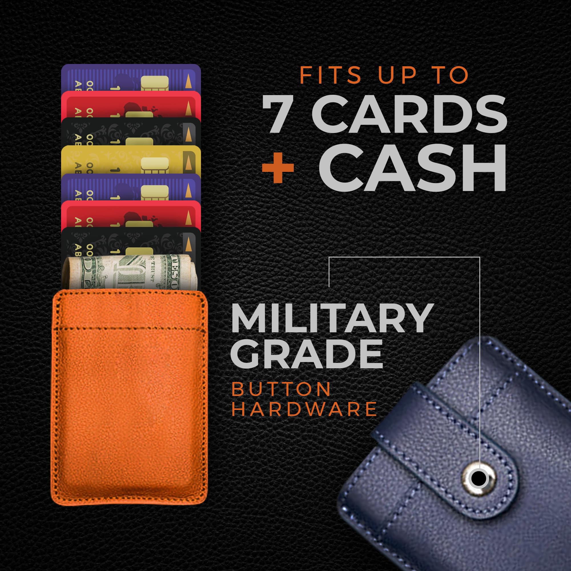 DAILYCARRYCO. DAILYCARRYCO Ultra Thin Leather Wallet Slim RFID Wallet for Men Genuine Leather Card Holder Fits 7 Cards Handmade Minimalist Black - View 5 of 5