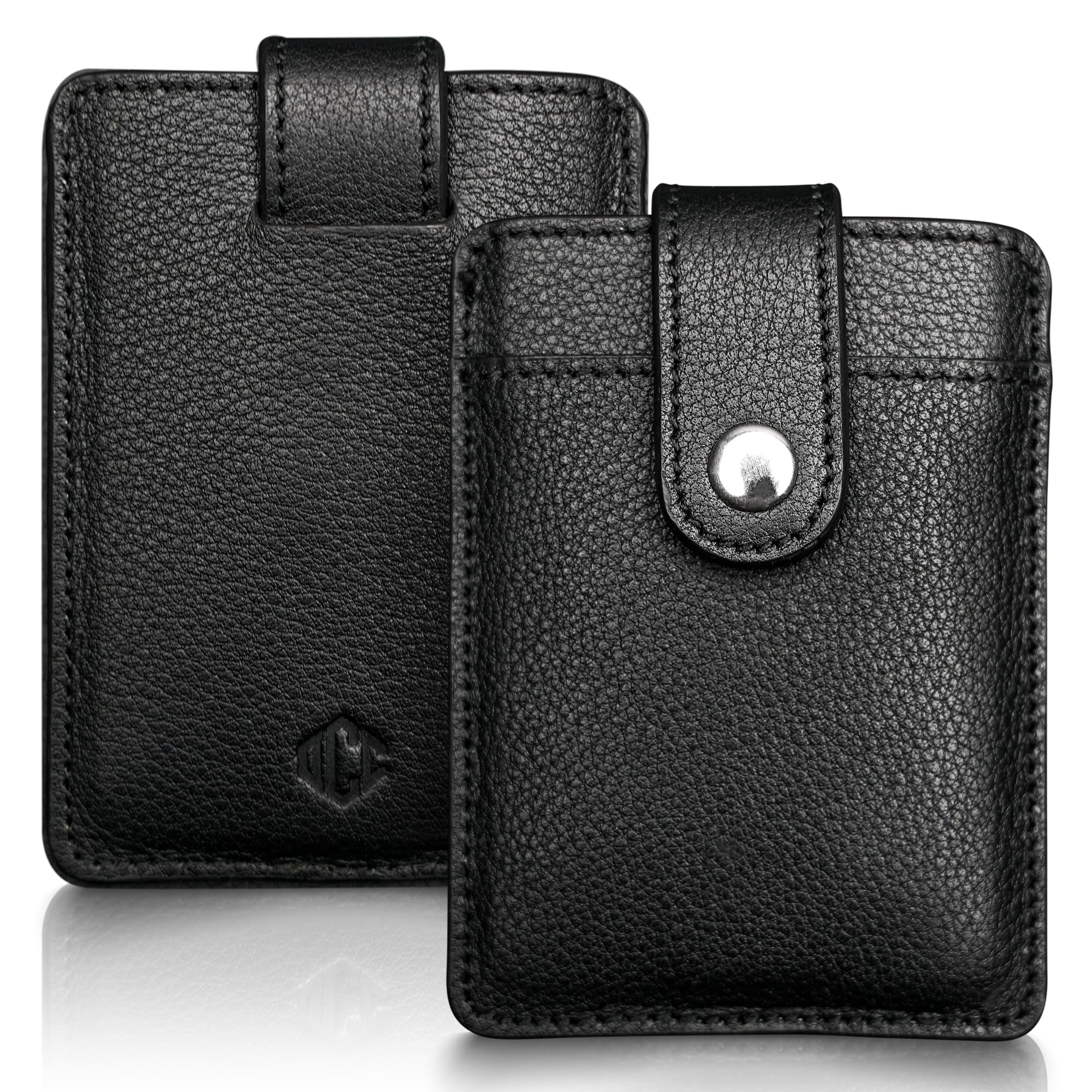 DAILYCARRYCO. DAILYCARRYCO Ultra Thin Leather Wallet Slim RFID Wallet for Men Genuine Leather Card Holder Fits 7 Cards Handmade Minimalist Black