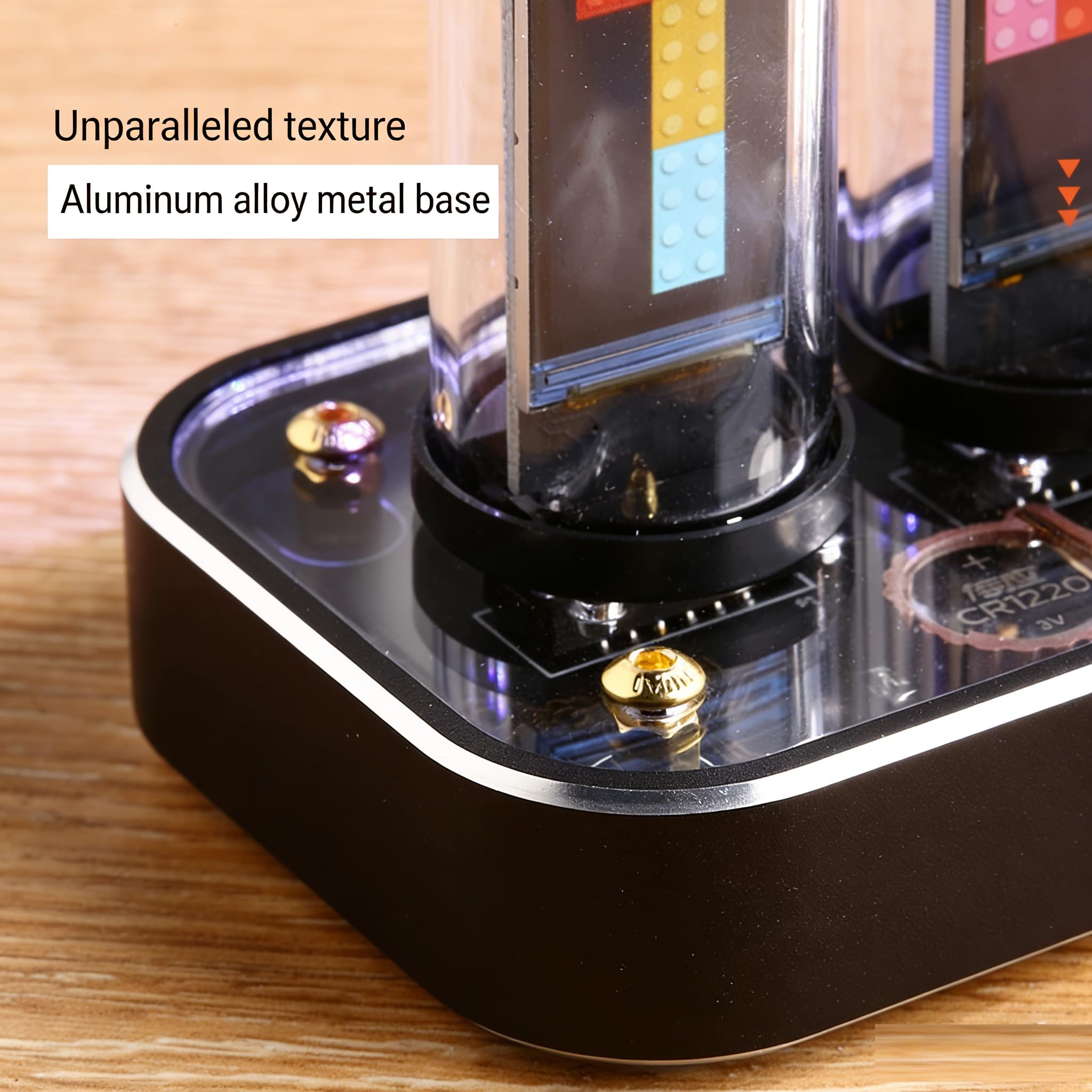 TPHRAVAL Nixie Clock Imitation Glow Tube with Custom Picture Upload Gesture Control 12/24 Hour Switch 40 Styles Aluminum Alloy Base Creative Decor - View 7 of 7