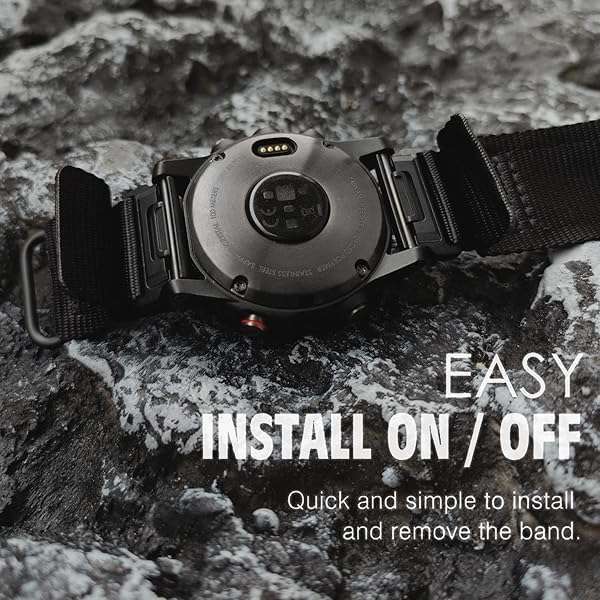 Abanen Abanen Rugged Nylon Quick Fit 22mm Watch Bands for Garmin Fenix 7/6/5 & Forerunner 955/965 - Adjustable Ballistic Nylon (Black) - View 7 of 10