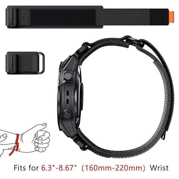 Abanen Abanen Rugged Nylon Quick Fit 22mm Watch Bands for Garmin Fenix 7/6/5 & Forerunner 955/965 - Adjustable Ballistic Nylon (Black) - View 10 of 10