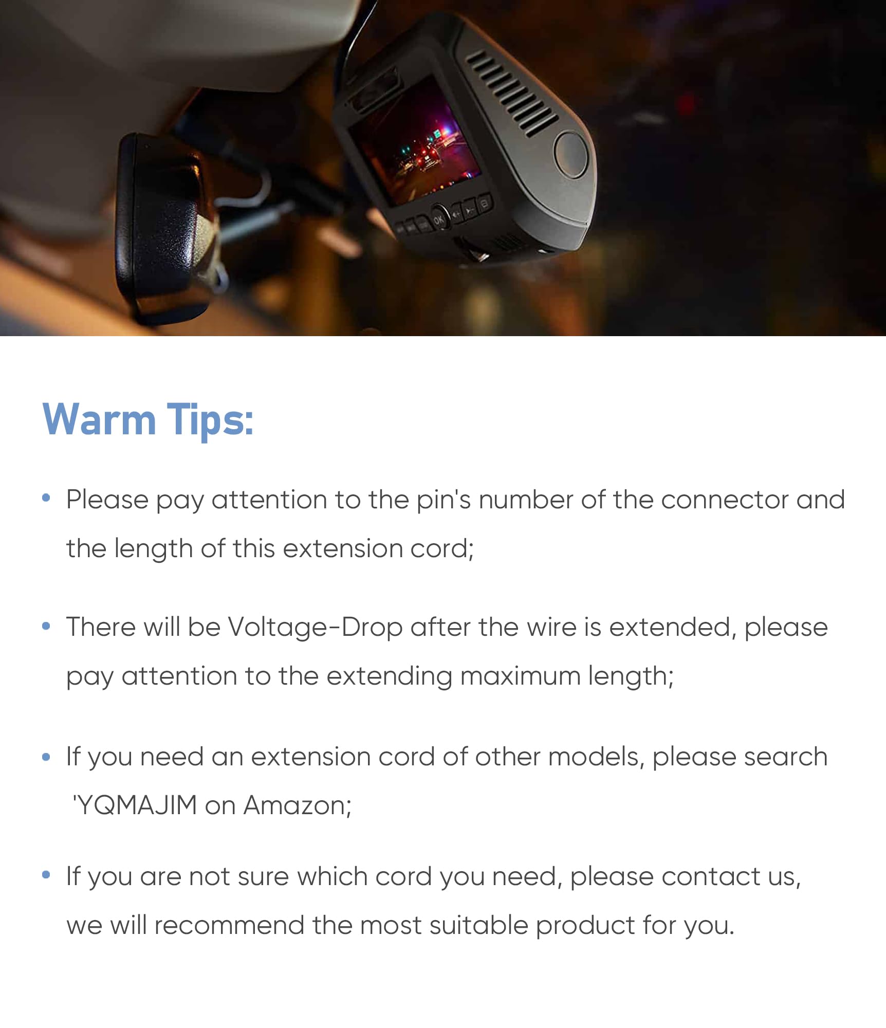 YQMAJIM YQMAJIM 9Ft Dash Cam Reverse Camera Extension Cable 90 Degree 2.5mm 4 Pole Male to Female Backup Camera Adapter Wire for 4Pin and 5Pin Rear Cam - View 7 of 7