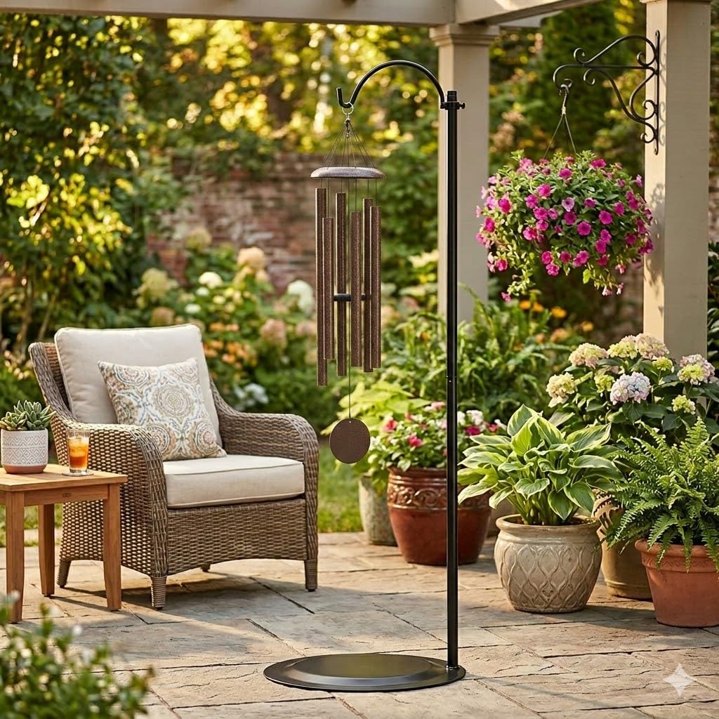 HOHIYA HOHIYA 36 Inch Adjustable Wind Chime Stand for Lantern Hummingbird Feeder Solar Light Indoor Black Max Load 4.4lbs Pole Diameter 0.5 inch Taiwan Made - View 2 of 7