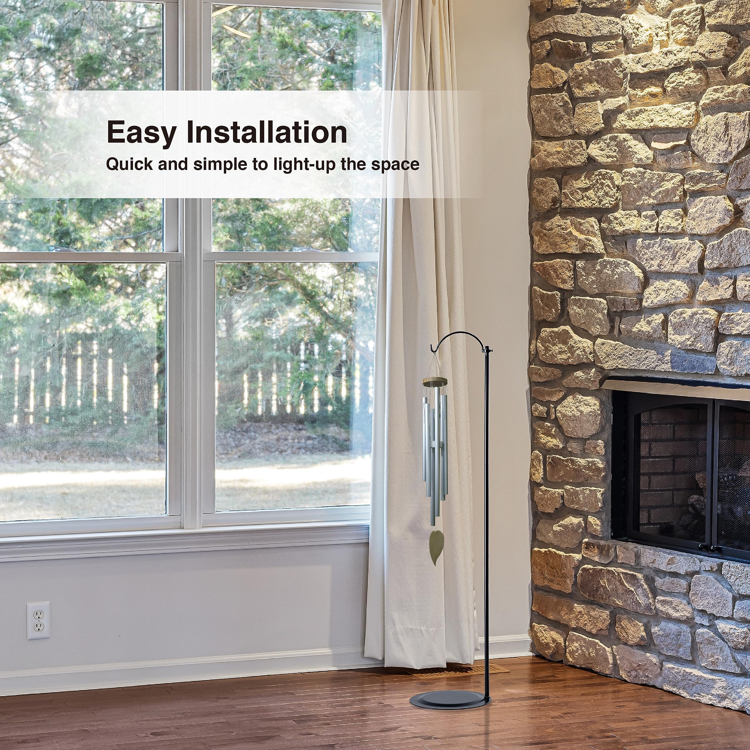 HOHIYA HOHIYA 36 Inch Adjustable Wind Chime Stand for Lantern Hummingbird Feeder Solar Light Indoor Black Max Load 4.4lbs Pole Diameter 0.5 inch Taiwan Made - View 6 of 7