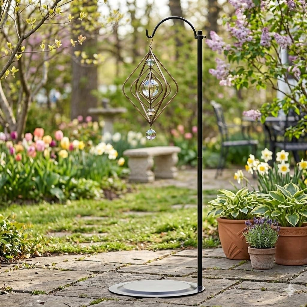 HOHIYA HOHIYA 36 Inch Adjustable Wind Chime Stand for Lantern Hummingbird Feeder Solar Light Indoor Black Max Load 4.4lbs Pole Diameter 0.5 inch Taiwan Made - View 7 of 7