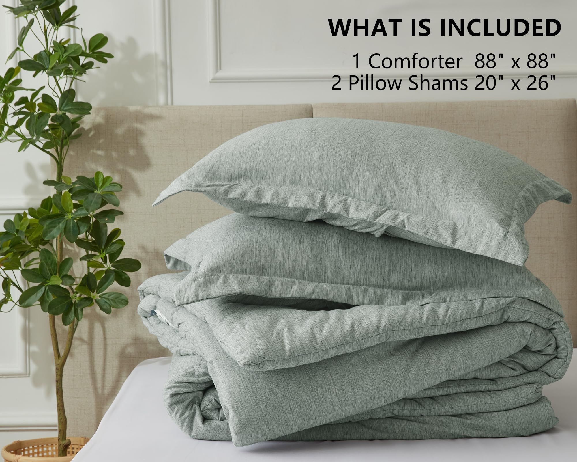 CozyLux CozyLux Queen Size Comforter Set 3 Pieces Sage Green Soft Luxury Bedding for All Season Breathable Lightweight Fluffy Boho Bed Set - View 7 of 9