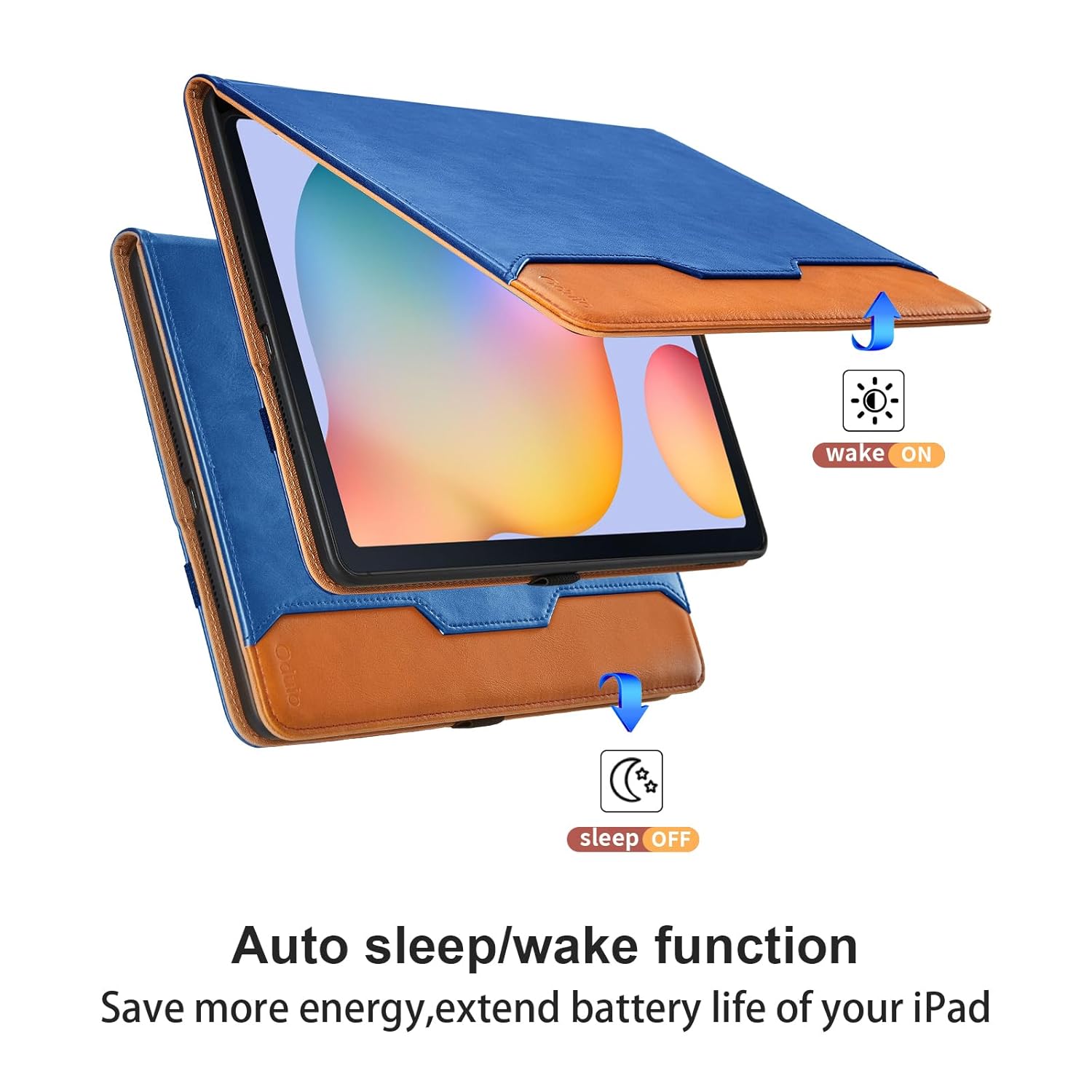 Oduio Samsung Galaxy Tab S6 Lite Case 10.4 Inch 2024 2022 2020 with Hand Strap Pocket PU Leather Folio Stand Auto Wake Sleep Blue - View 2 of 9