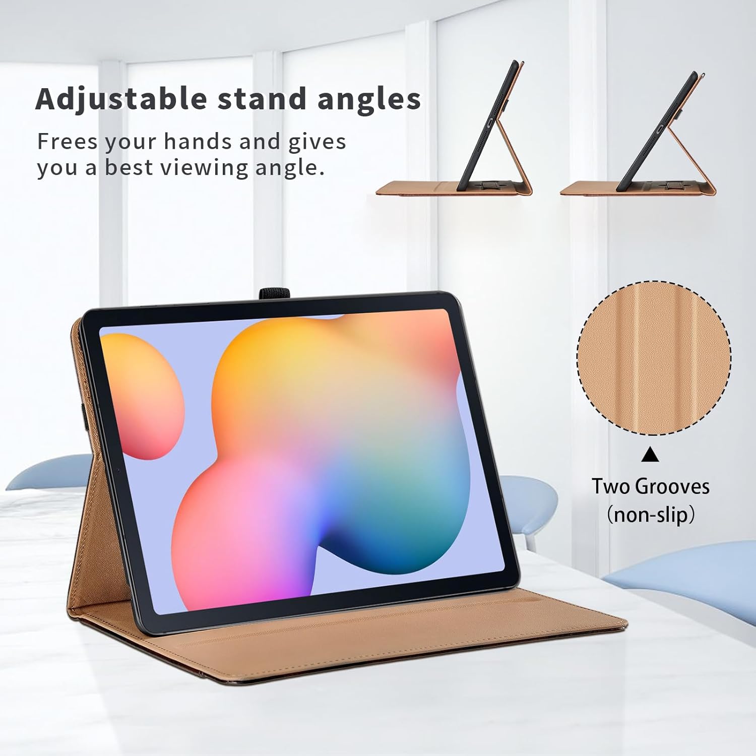 Oduio Samsung Galaxy Tab S6 Lite Case 10.4 Inch 2024 2022 2020 with Hand Strap Pocket PU Leather Folio Stand Auto Wake Sleep Blue - View 3 of 9