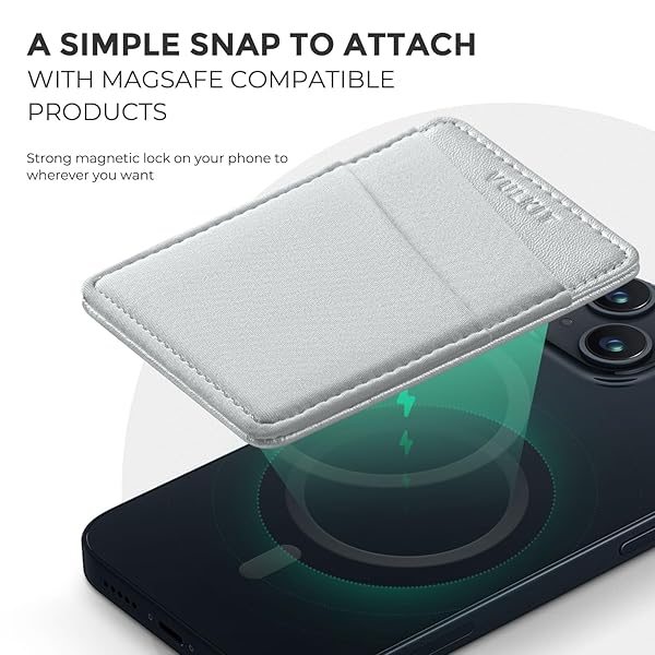 VULKIT VULKIT Magnetic Phone Wallet for MagSafe RFID Blocking Card Holder for iPhone 16 15 14 13 12 Series and Phone Case Silver - View 5 of 9