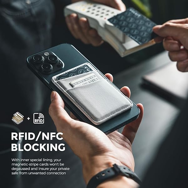 VULKIT VULKIT Magnetic Phone Wallet for MagSafe RFID Blocking Card Holder for iPhone 16 15 14 13 12 Series and Phone Case Silver - View 7 of 9