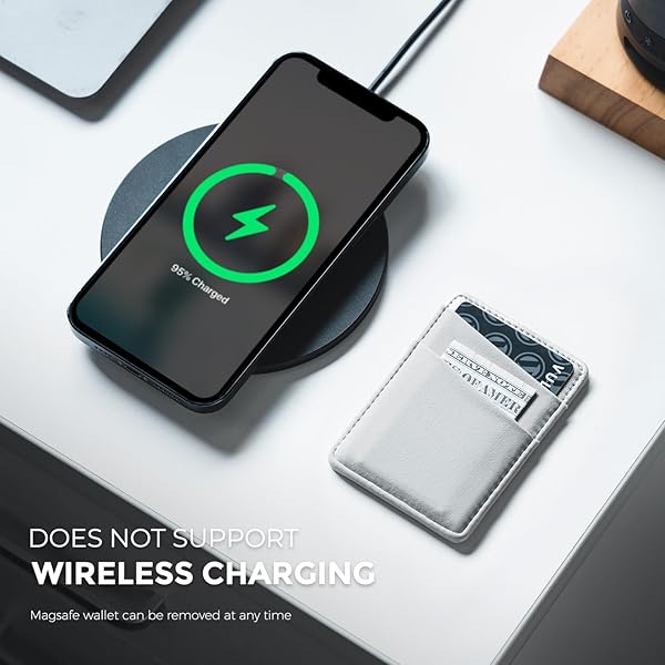 VULKIT VULKIT Magnetic Phone Wallet for MagSafe RFID Blocking Card Holder for iPhone 16 15 14 13 12 Series and Phone Case Silver - View 8 of 9