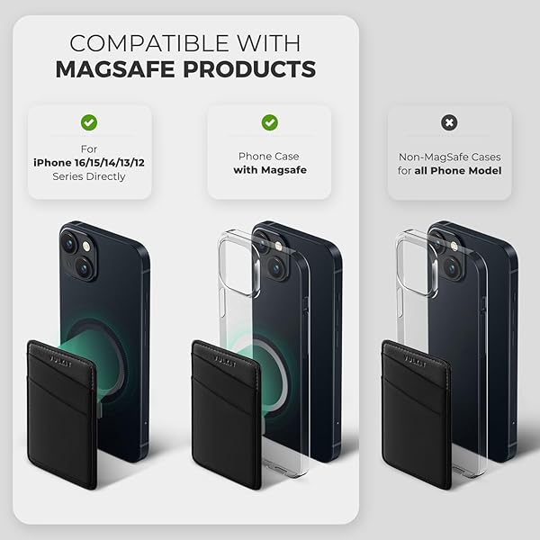 VULKIT VULKIT Magnetic Phone Wallet for MagSafe RFID Blocking Card Holder for iPhone 16 15 14 13 12 Series and Phone Case Black - View 4 of 9