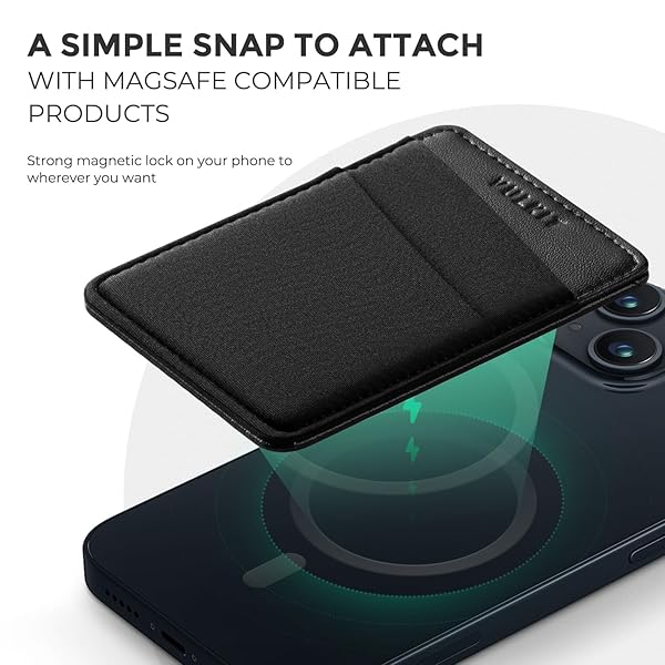 VULKIT VULKIT Magnetic Phone Wallet for MagSafe RFID Blocking Card Holder for iPhone 16 15 14 13 12 Series and Phone Case Black - View 5 of 9