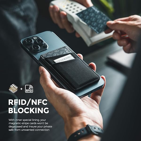 VULKIT VULKIT Magnetic Phone Wallet for MagSafe RFID Blocking Card Holder for iPhone 16 15 14 13 12 Series and Phone Case Black - View 7 of 9