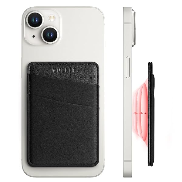 VULKIT VULKIT Magnetic Phone Wallet for MagSafe RFID Blocking Card Holder for iPhone 16 15 14 13 12 Series and Phone Case Black
