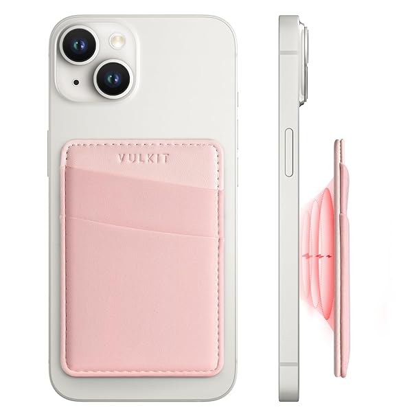 VULKIT VULKIT Magnetic Phone Wallet for MagSafe RFID Blocking Card Holder for iPhone 16 15 14 13 12 Series and Phone Case with MagSafe Rose