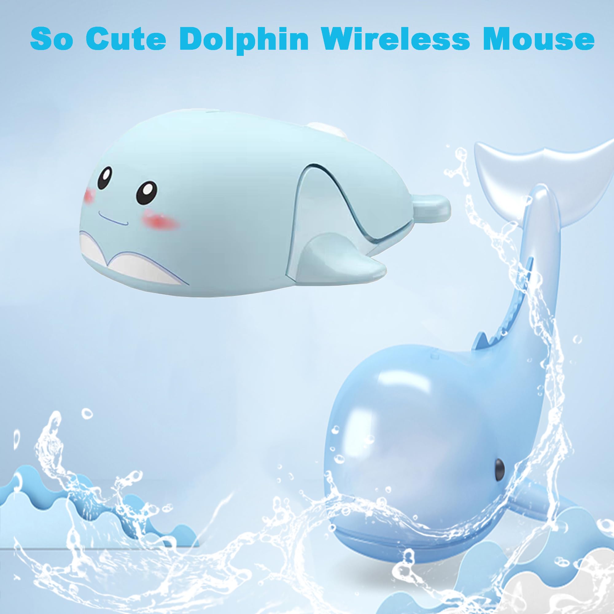 Samudgate Samudgate Cute Dolphin Wireless Mouse 2.4 GHz USB 1200DPI Portable Small Computer Mouse for Travel Office Home Laptop Blue - View 6 of 6