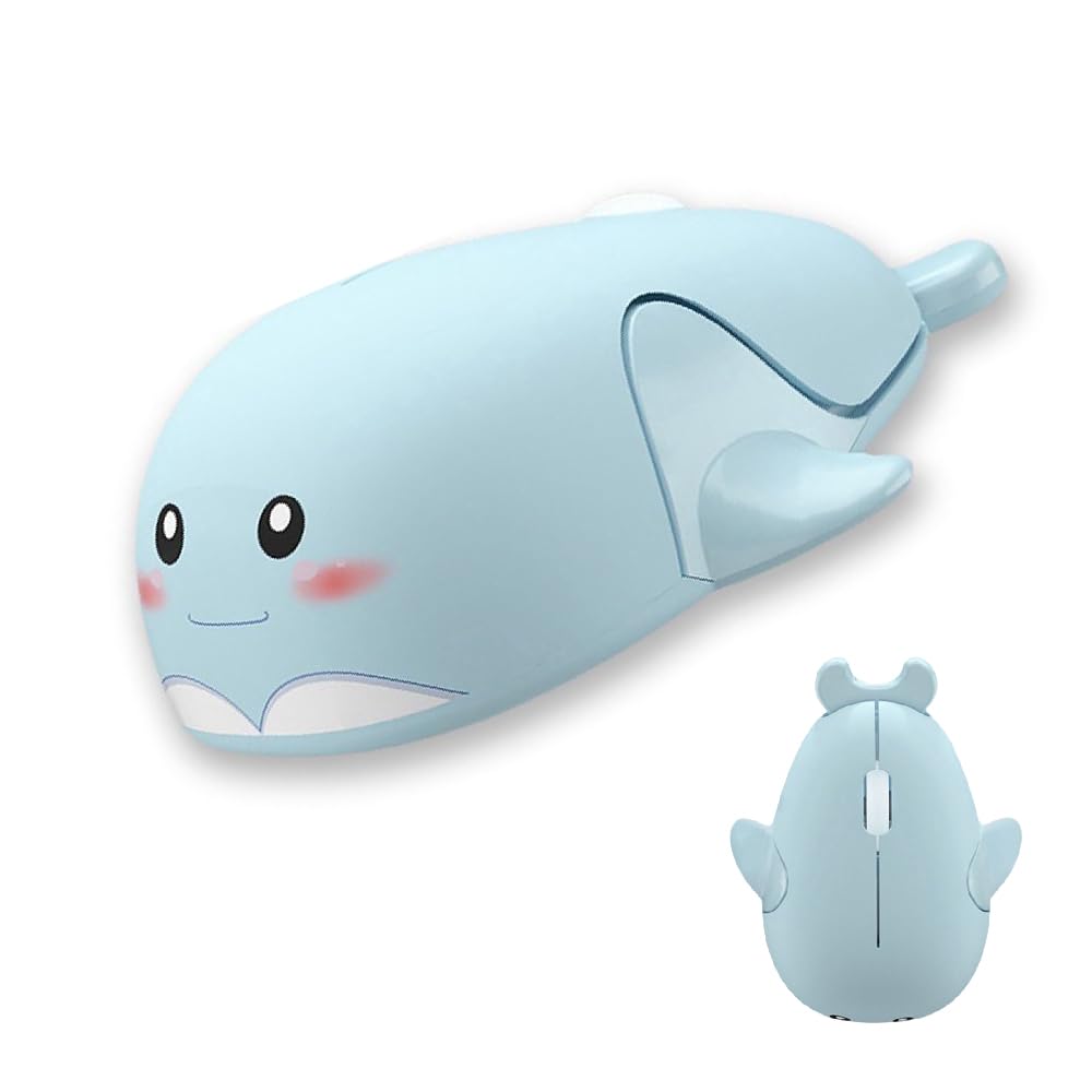 Samudgate Samudgate Cute Dolphin Wireless Mouse 2.4 GHz USB 1200DPI Portable Small Computer Mouse for Travel Office Home Laptop Blue