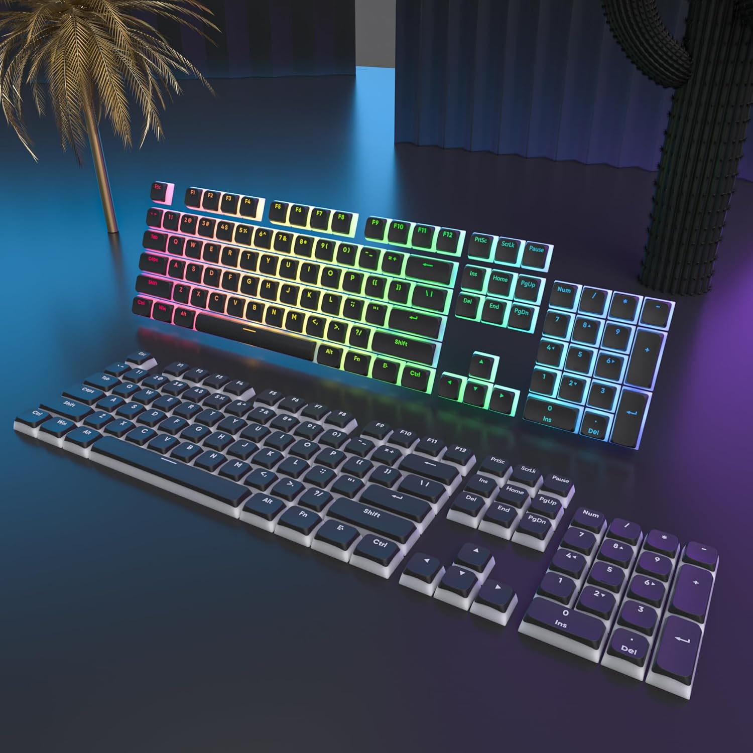 Ussixchare Ussixchare PBT Black Pudding Keycaps Set 117 Keys Double Shot Translucent XDA Profile for Mechanical Keyboards ISO ANSI Layout - View 6 of 9