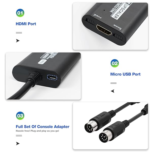 BITFUNX BITFUNX HDMI Adapter for Sega Genesis Megadrive SNK 1080P Upscaler with 16:9 4:3 Switch Plug and Play No Lag Video Game Adapter - View 5 of 11