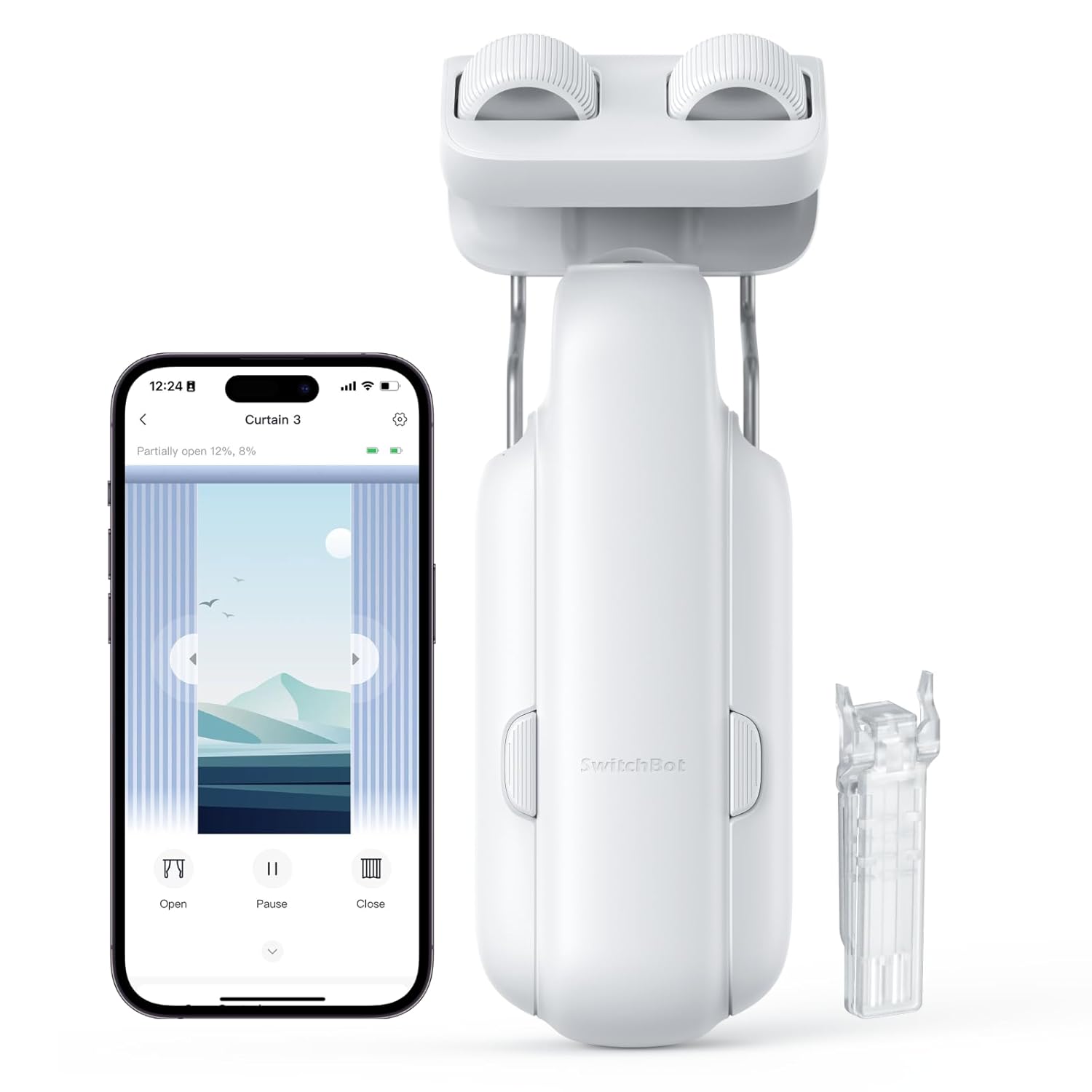 SwitchBot SwitchBot Curtain 3 Automatic Curtain Opener (Bluetooth Remote Control Smart Curtain With Mobile Application/Timer, Upgraded High-Performance Motor, Compatible With Alexa & Google Home)