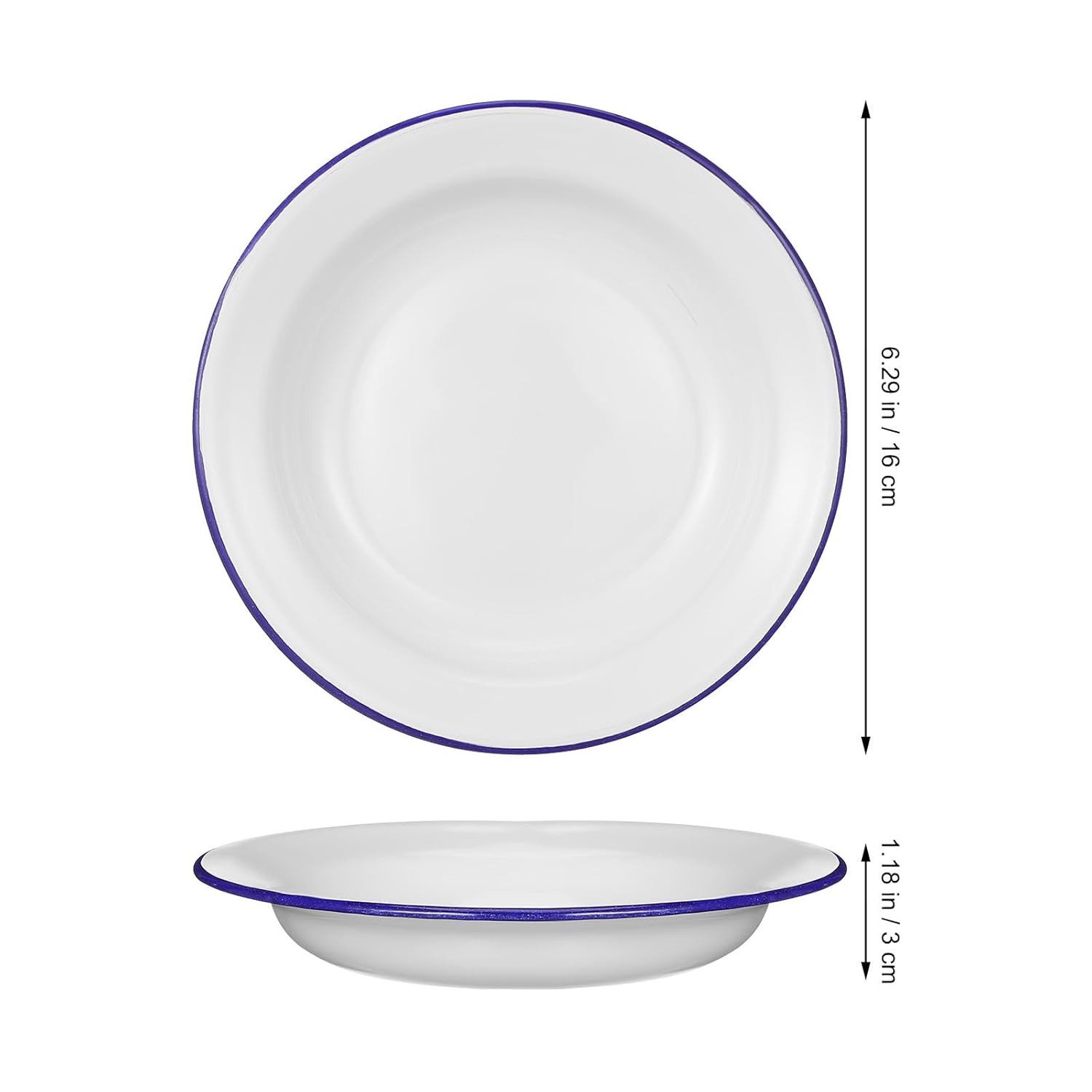 DOITOOL DOITOOL Set of 4 Unbreakable Enamel Plates 6.3 Inch Retro Dinner Serving Trays with Blue Rim Ideal for Outdoor Camping Picnic BBQ - View 3 of 9