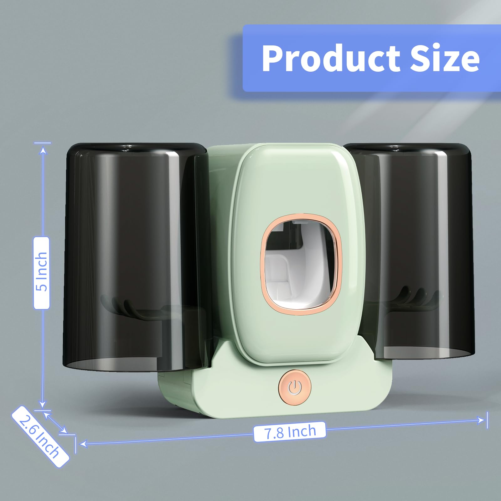 Wekity Wekity Automatic Toothpaste Dispenser and Toothbrush Holder Wall Mounted with 2 Cups for Bathroom Space Saving Green Design - View 7 of 7