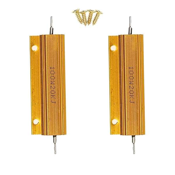 2-Pack 100W 20K Ohm High Power Aluminum Wirewound Resistors with Screws - Durable & Efficient