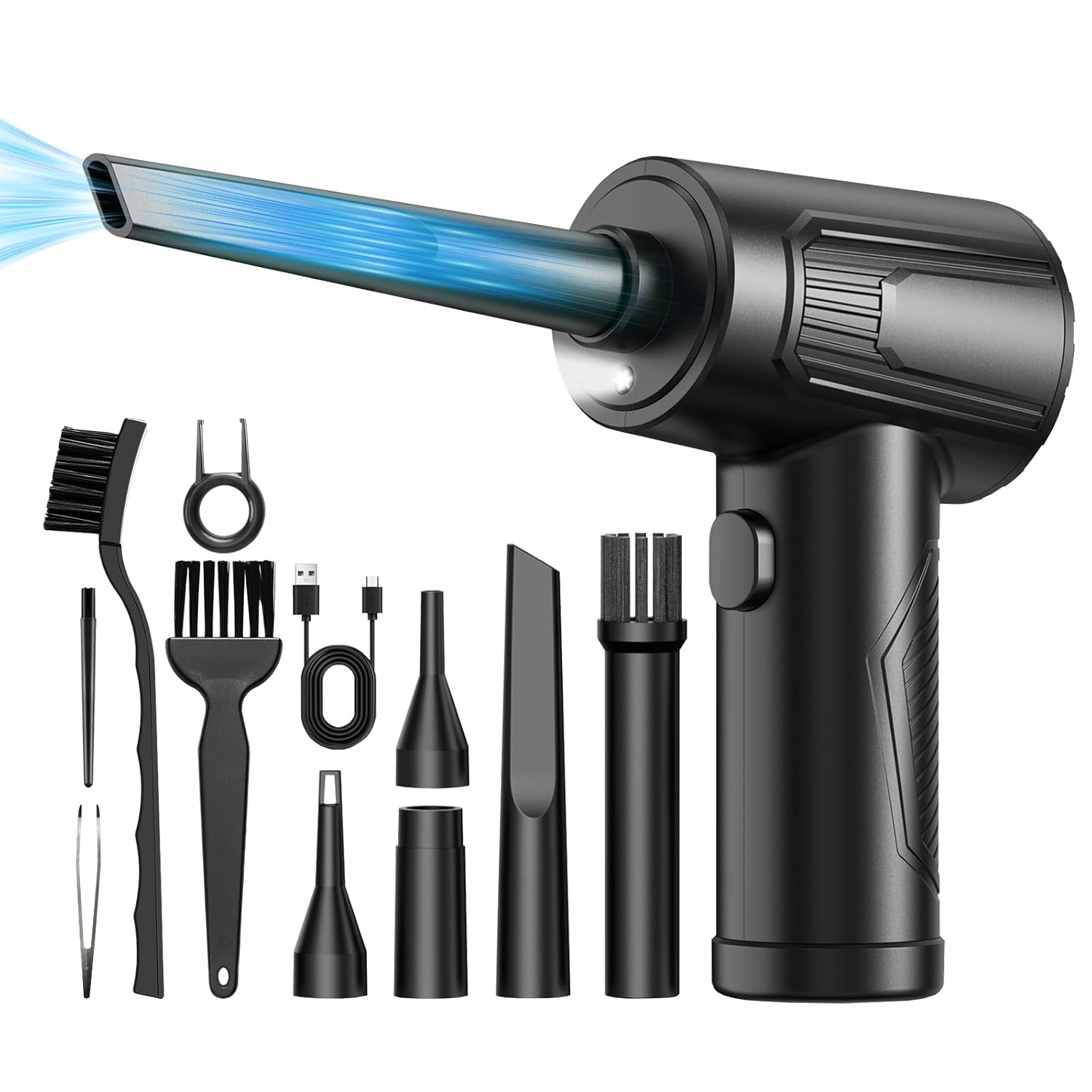 BANKKY BANKKY 11-in-1 Cordless Compressed Air Duster 120000RPM Electric Keyboard Cleaner for Office and Computer Black Silver - View 9 of 9