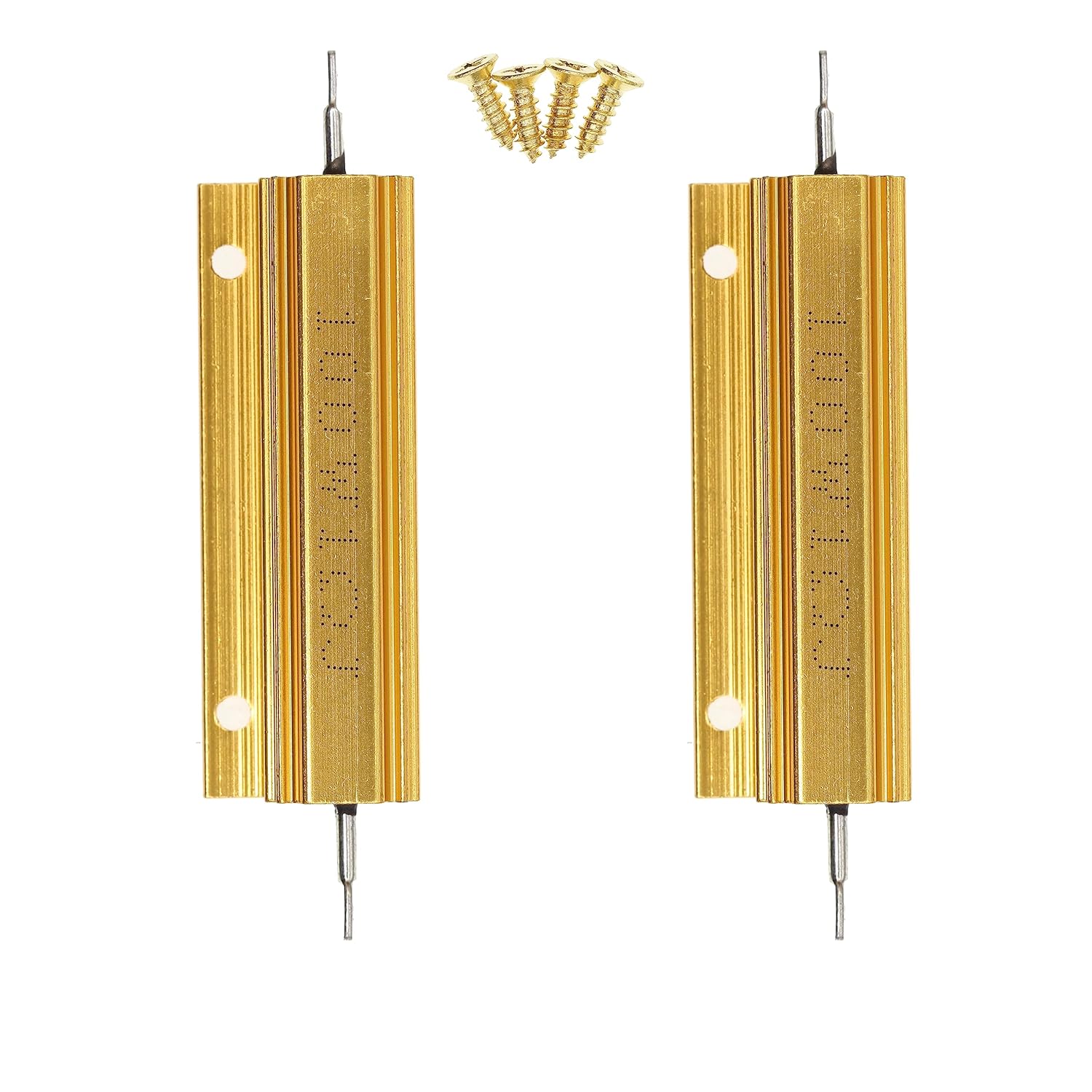 100W 1 Ohm High Power Aluminum Housed WireWound Resistor 2 Pieces with Screws