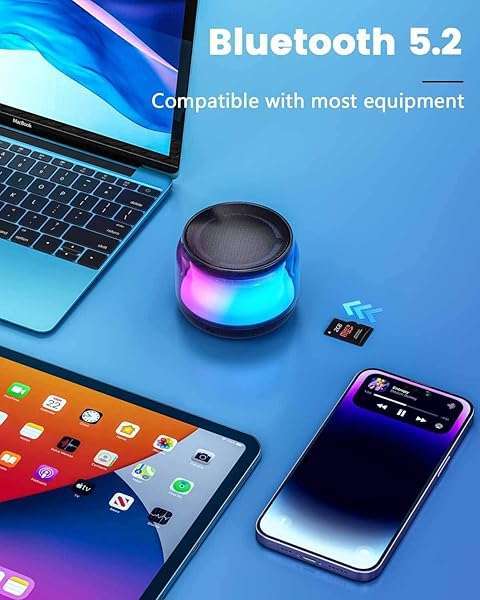 LENRUE LENRUE Portable Bluetooth Speakers: Colorful Lights & Loud Sound - Perfect Mini Gifts for Kids, Teens & Women! - View 7 of 8