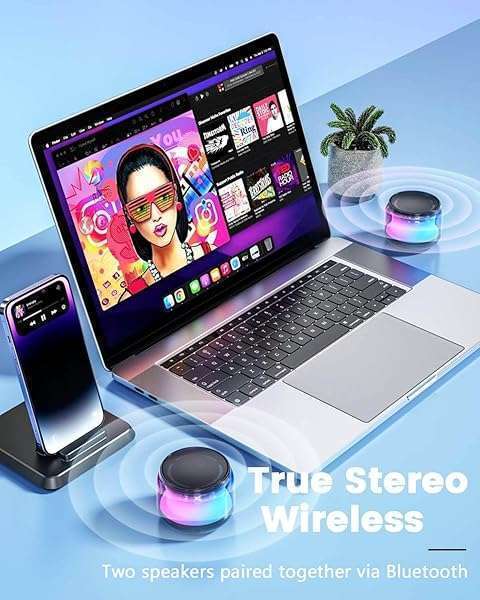 LENRUE LENRUE Portable Bluetooth Speakers: Colorful Lights & Loud Sound - Perfect Mini Gifts for Kids, Teens & Women! - View 8 of 8
