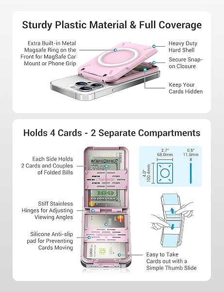 PROfezzion PROfezzion 2-in-1 MagSafe Wallet Stand: RFID Blocking Card Holder for iPhone 16, 15, 14, 13 Pro Max & Plus - View 4 of 9