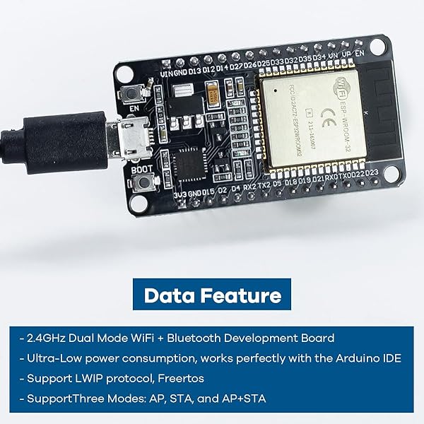 Hosyond Buy Hosyond 3Pack ESP32 Development Board - WiFi & Bluetooth Microcontroller for Arduino | CP2102 Dual Core 2.4GHz - View 4 of 9